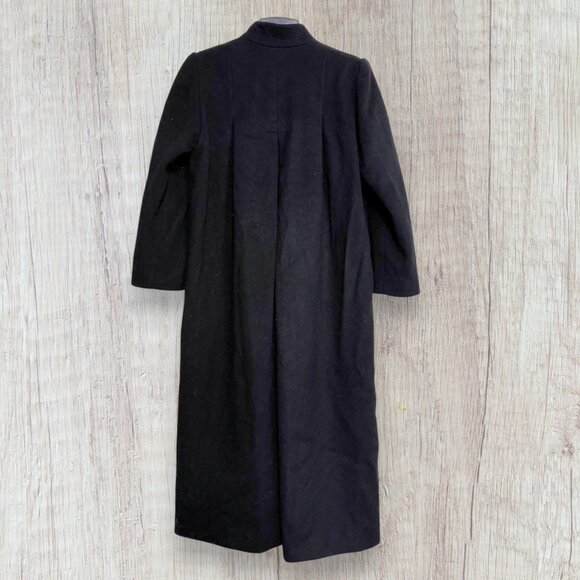 Vintage Christian Dior Wool Coat Womens 6 Black Long Overcoat USA ILGWU - Picture 2 of 12
